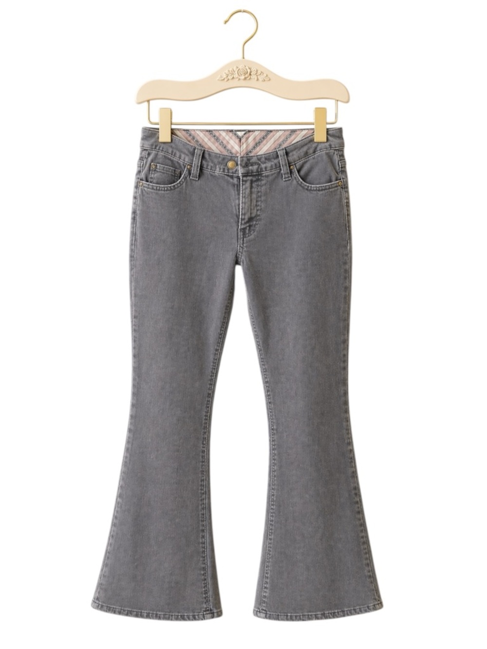 Vintage Y2K Gap Womens Low Rise Corduroy Flare Pants Size 4 Regular Gray‎ Casual